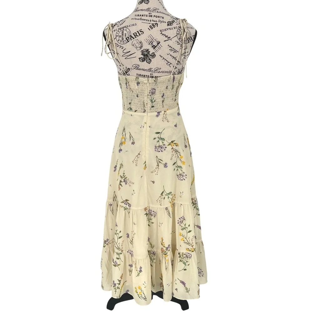 Showpo Wild Flowers Tie-Strap Cami Midi Dress Size 4 Floral Y2K Garden Wedding‎